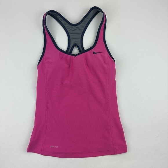 Nike Dri Fit Tank Top Womens Small Pink Gray Racerback - Picture 1 of 11